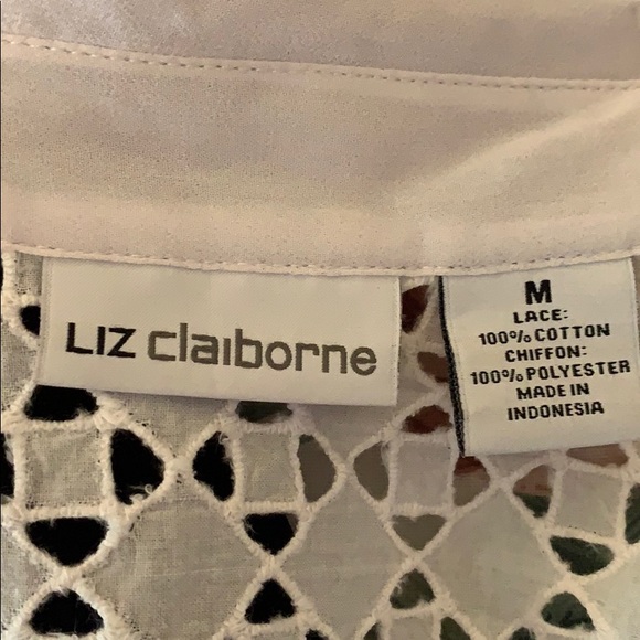 Liz Claiborne cotton cutout/chiffon blouse - Picture 5 of 6